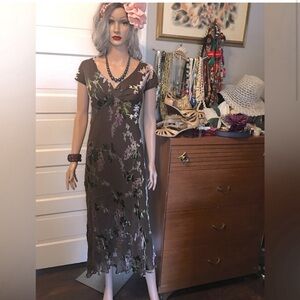 Glamorous Vintage Dress Jones New York Bias Cut Velvet Burnout EUC sz 16